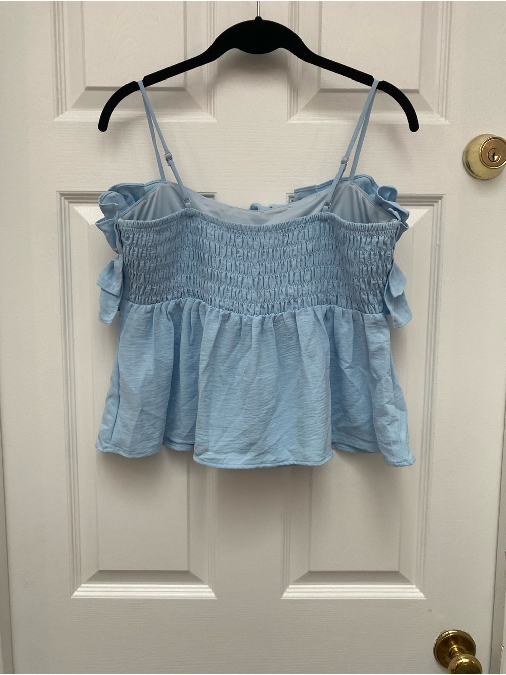 Sienna Sky Light Blue Ruffle Spaghetti Strap Cami w Smocked Back - Large NWOT - Picture 4 of 5